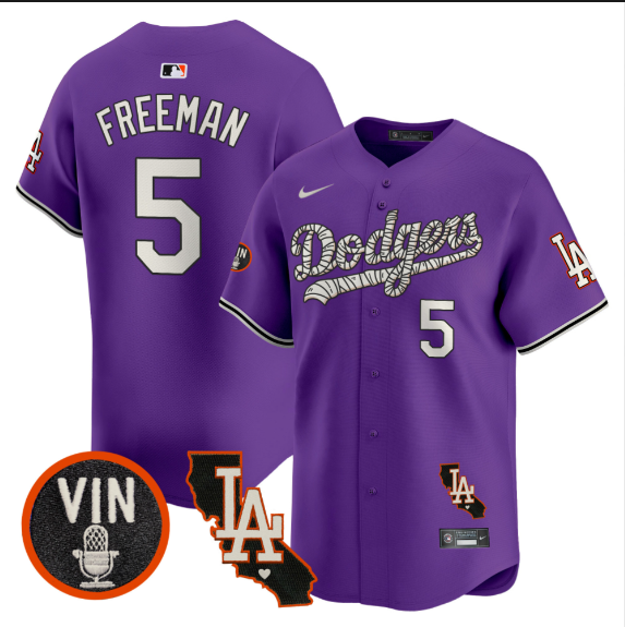 Men Los Angeles Dodgers #5 Freeman 2025 purple Limited Stitched Jersey